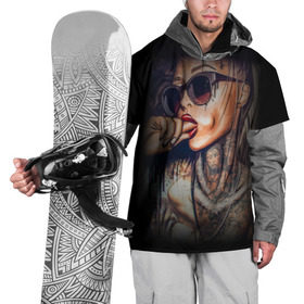 Накидка на куртку 3D с принтом Девушка в тату в Петрозаводске, 100% полиэстер |  | Тематика изображения на принте: 