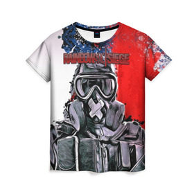 Женская футболка 3D с принтом Rainbow Six: Siege в Петрозаводске, 100% полиэфир ( синтетическое хлопкоподобное полотно) | прямой крой, круглый вырез горловины, длина до линии бедер | pvp | воин | герой | дым | огонь | оружия | пламя | призрак | снайпер | сражения | тактический | туман | шутер