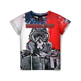 Детская футболка 3D с принтом Rainbow Six: Siege в Петрозаводске, 100% гипоаллергенный полиэфир | прямой крой, круглый вырез горловины, длина до линии бедер, чуть спущенное плечо, ткань немного тянется | pvp | воин | герой | дым | огонь | оружия | пламя | призрак | снайпер | сражения | тактический | туман | шутер