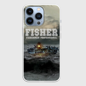 Чехол для iPhone 13 Pro с принтом Профессиональный рыбак в Петрозаводске,  |  | fish | fisher | fisherman | fishman | анорак | костюм для рыбалки | костюм рыбака | лодка | непогода | подарок рыбаку | профессиональный рыбак | рыба | рыбаку | рыбалка | рыбацкая | шторм | шхуна