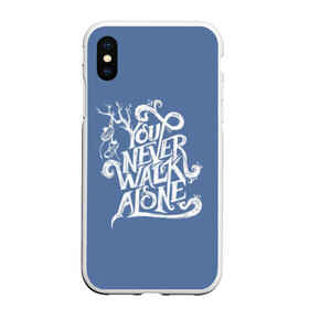 Чехол для iPhone XS Max матовый с принтом You Never Walk Alone в Петрозаводске, Силикон | Область печати: задняя сторона чехла, без боковых панелей | army | blackpink | bts | btsarmy | exo | jhope | jimin | jin | jungkook | k pop | kpop | mon | monster | rap | suga | wings | бтс