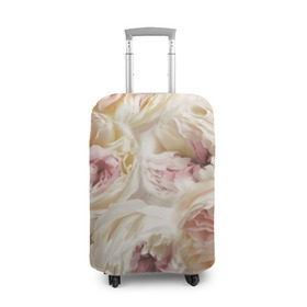 Чехол для чемодана 3D с принтом Нежные Пионы в Петрозаводске, 86% полиэфир, 14% спандекс | двустороннее нанесение принта, прорези для ручек и колес | букет | красивый | милый | пион | роза | розовый | розочка | свадебный | флористика | цветок | цветы