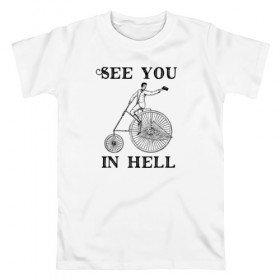 Мужская футболка хлопок с принтом See you в Петрозаводске, 100% хлопок | прямой крой, круглый вырез горловины, длина до линии бедер, слегка спущенное плечо. | 