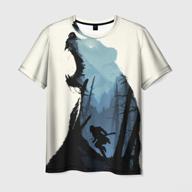 Мужская футболка 3D с принтом Хищник в Петрозаводске, 100% полиэфир | прямой крой, круглый вырез горловины, длина до линии бедер | animal | животное | зверь | лес | медведь | охотник | хищник