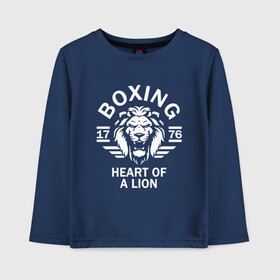 Детский лонгслив хлопок с принтом Бокс - сердце льва в Петрозаводске, 100% хлопок | круглый вырез горловины, полуприлегающий силуэт, длина до линии бедер | box | boxing | bruce lee | champion | dragon | fight | fighter | judo | muay thai | team | tiger | ufc | али | боевые | боец | бой | бокс | боксер | борьба | брюс ли | воин | дзюдо | дракон | единоборства | искусство | карате | контакт | кулак | лев