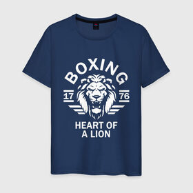 Мужская футболка хлопок с принтом Бокс - сердце льва в Петрозаводске, 100% хлопок | прямой крой, круглый вырез горловины, длина до линии бедер, слегка спущенное плечо. | box | boxing | bruce lee | champion | dragon | fight | fighter | judo | muay thai | team | tiger | ufc | али | боевые | боец | бой | бокс | боксер | борьба | брюс ли | воин | дзюдо | дракон | единоборства | искусство | карате | контакт | кулак | лев