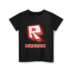 Детская футболка хлопок с принтом Roblox в Петрозаводске, 100% хлопок | круглый вырез горловины, полуприлегающий силуэт, длина до линии бедер | play | roblox | детская | для детей | игра | онлайн | ребенку | роблокс | роболкс | симулятор