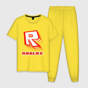 Мужская пижама хлопок с принтом Roblox в Петрозаводске, 100% хлопок | брюки и футболка прямого кроя, без карманов, на брюках мягкая резинка на поясе и по низу штанин
 | play | roblox | детская | для детей | игра | онлайн | ребенку | роблокс | роболкс | симулятор