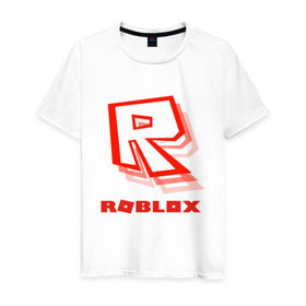 Мужская футболка хлопок с принтом Roblox в Петрозаводске, 100% хлопок | прямой крой, круглый вырез горловины, длина до линии бедер, слегка спущенное плечо. | Тематика изображения на принте: play | roblox | детская | для детей | игра | онлайн | ребенку | роблокс | роболкс | симулятор