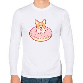 Мужской лонгслив хлопок с принтом Корги Пончик в Петрозаводске, 100% хлопок |  | dog | donut | kawaii | вкусняшка | выпечка | еда | лапочка | милый | мимими | пес | песик | сладкий | собака | щенок