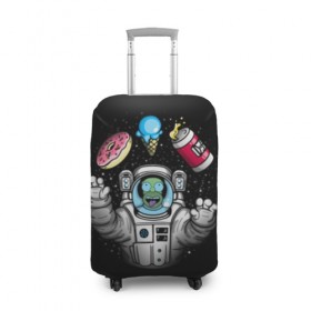 Чехол для чемодана 3D с принтом Гомер в космосе в Петрозаводске, 86% полиэфир, 14% спандекс | двустороннее нанесение принта, прорези для ручек и колес | bart | homer | lisa | simpsons | space | барт | гомер | космос | пончик | симпсоны