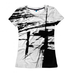 Женская футболка 3D с принтом Черно-белая футболка в Петрозаводске, 100% полиэфир ( синтетическое хлопкоподобное полотно) | прямой крой, круглый вырез горловины, длина до линии бедер | молодежная | подарок | стильная | футболка