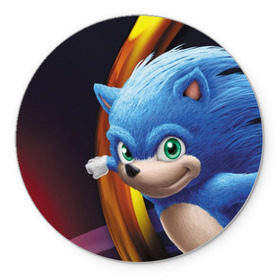 Коврик для мышки круглый с принтом Sonic  в Петрозаводске, резина и полиэстер | круглая форма, изображение наносится на всю лицевую часть | blue | hedgehog | movie | sonic | ёжик | синий | соник | фильм