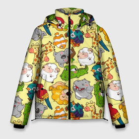 Мужская зимняя куртка 3D с принтом Зоопарк в Петрозаводске, верх — 100% полиэстер; подкладка — 100% полиэстер; утеплитель — 100% полиэстер | длина ниже бедра, свободный силуэт Оверсайз. Есть воротник-стойка, отстегивающийся капюшон и ветрозащитная планка. 

Боковые карманы с листочкой на кнопках и внутренний карман на молнии. | девочке | детская | детям | дочке | животные | жираф | зоопарк | коала | крокодил | лев | мальчику | попугай | разноцветная | ребенку | рыбка