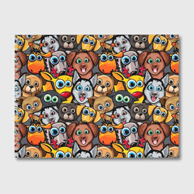 Альбом для рисования с принтом Веселые собаки в Петрозаводске, 100% бумага
 | матовая бумага, плотность 200 мг. | бульдог | голубые глаза | доберман | животные | жирафы | котики | милые | олени | разноцветные | собаки | хаски | яркие