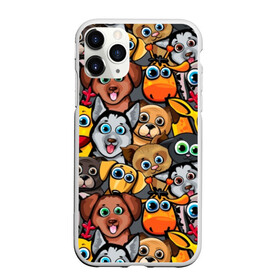 Чехол для iPhone 11 Pro матовый с принтом Веселые собаки в Петрозаводске, Силикон |  | Тематика изображения на принте: бульдог | голубые глаза | доберман | животные | жирафы | котики | милые | олени | разноцветные | собаки | хаски | яркие