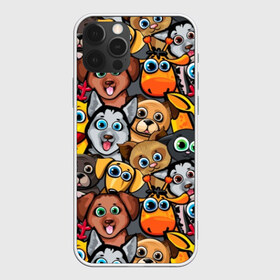 Чехол для iPhone 12 Pro Max с принтом Веселые собаки в Петрозаводске, Силикон |  | Тематика изображения на принте: бульдог | голубые глаза | доберман | животные | жирафы | котики | милые | олени | разноцветные | собаки | хаски | яркие