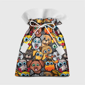 Подарочный 3D мешок с принтом Веселые собаки в Петрозаводске, 100% полиэстер | Размер: 29*39 см | бульдог | голубые глаза | доберман | животные | жирафы | котики | милые | олени | разноцветные | собаки | хаски | яркие