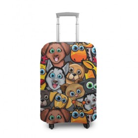 Чехол для чемодана 3D с принтом Веселые собаки в Петрозаводске, 86% полиэфир, 14% спандекс | двустороннее нанесение принта, прорези для ручек и колес | бульдог | голубые глаза | доберман | животные | жирафы | котики | милые | олени | разноцветные | собаки | хаски | яркие