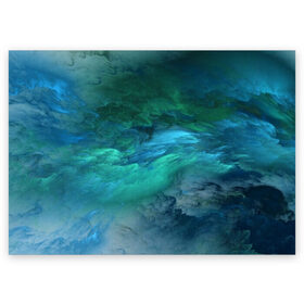 Поздравительная открытка с принтом Изумрудные Облака в Петрозаводске, 100% бумага | плотность бумаги 280 г/м2, матовая, на обратной стороне линовка и место для марки
 | Тематика изображения на принте: abstraction | абстракция | голубые | живопись | искусство | космос | краска | краски | облако | пар | природа | смешение красок | созвездие | стихия | туман | туманность