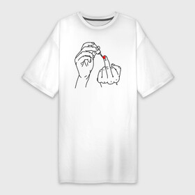 Платье-футболка хлопок с принтом Девушка красит ногти в Петрозаводске,  |  | жест | контур | лак | линии | маникюр | ноготь | отвали | палец | рука
