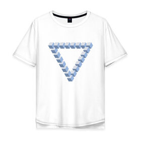 Мужская футболка хлопок Oversize с принтом Объемная геометрия в Петрозаводске, 100% хлопок | свободный крой, круглый ворот, “спинка” длиннее передней части | абстракция | геометрия | иллюзия | тренд | треугольник | треугольники