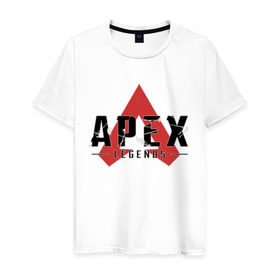 Мужская футболка хлопок с принтом Apex Legends Logo в Петрозаводске, 100% хлопок | прямой крой, круглый вырез горловины, длина до линии бедер, слегка спущенное плечо. | Тематика изображения на принте: apex | apex legends | bangalor | bloodhound | caustic | gibraltar | legends | lifeline | logo | mirage | pathfinder | titanfall | wraith | апекс