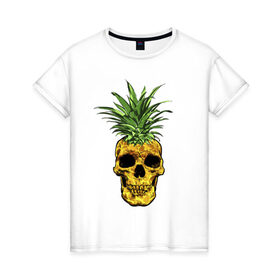 Женская футболка хлопок с принтом Ананас в Петрозаводске, 100% хлопок | прямой крой, круглый вырез горловины, длина до линии бедер, слегка спущенное плечо | cool | creative | design | fruit | green | hype | new york | pineapple | skull | summer | supreme | vanguard | vegan | авангард | ананас | дизайн | зеленый | креатив | круто | лето | фрукт | хайп | череп