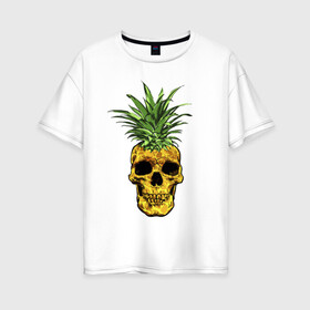 Женская футболка хлопок Oversize с принтом Ананас в Петрозаводске, 100% хлопок | свободный крой, круглый ворот, спущенный рукав, длина до линии бедер
 | cool | creative | design | fruit | green | hype | new york | pineapple | skull | summer | supreme | vanguard | vegan | авангард | ананас | дизайн | зеленый | креатив | круто | лето | фрукт | хайп | череп
