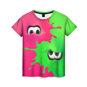 Женская футболка 3D с принтом Splatoon 2 в Петрозаводске, 100% полиэфир ( синтетическое хлопкоподобное полотно) | прямой крой, круглый вырез горловины, длина до линии бедер | booble gum | game | green | nintendo | pink | shooter | splatoon | switch | twitch | битва | брызги | глаза | головоногие | детям | драка | зеленый | игра | краска | краски | нинтендо | оружие | от третьего лица | розовый | стрелялки | шутер