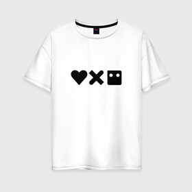 Женская футболка хлопок Oversize с принтом LDR в Петрозаводске, 100% хлопок | свободный крой, круглый ворот, спущенный рукав, длина до линии бедер
 | death | love death + robots | netflix | robots | любовь | нетфликс | роботы | сериал