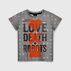 Детская футболка 3D с принтом LOVE DEATH + ROBOTS в Петрозаводске, 100% гипоаллергенный полиэфир | прямой крой, круглый вырез горловины, длина до линии бедер, чуть спущенное плечо, ткань немного тянется | death | love death + robots | netflix | robots | любовь | нетфликс | роботы | сериал