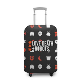 Чехол для чемодана 3D с принтом Love, Death & Robots в Петрозаводске, 86% полиэфир, 14% спандекс | двустороннее нанесение принта, прорези для ручек и колес | cartoon | death | fantasy | heavy | horror | metal | miller | netflix | robots | tim | witness | любовь | миллер | мультфильм | робот | роботы | тим | ужасы | фэнтези