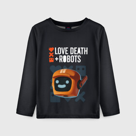 Детский лонгслив 3D с принтом Love, Death & Robots в Петрозаводске, 100% полиэстер | длинные рукава, круглый вырез горловины, полуприлегающий силуэт
 | cartoon | death | fantasy | heavy | horror | metal | miller | netflix | robots | tim | witness | любовь | миллер | мультфильм | робот | роботы | тим | ужасы | фэнтези