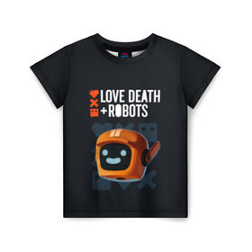Детская футболка 3D с принтом Love, Death & Robots в Петрозаводске, 100% гипоаллергенный полиэфир | прямой крой, круглый вырез горловины, длина до линии бедер, чуть спущенное плечо, ткань немного тянется | cartoon | death | fantasy | heavy | horror | metal | miller | netflix | robots | tim | witness | любовь | миллер | мультфильм | робот | роботы | тим | ужасы | фэнтези
