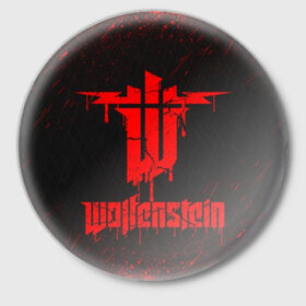 Значок с принтом Wolfenstein в Петрозаводске,  металл | круглая форма, металлическая застежка в виде булавки | castle wolfenstein | game | machinegames | wolfenstein | волчий камень | вольфенштейн | игра