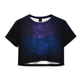 Женская футболка Cropp-top с принтом Космос в Петрозаводске, 100% полиэстер | круглая горловина, длина футболки до линии талии, рукава с отворотами | астрономия | звезды | космос | краски | небо | ночь | облака | текстура | фиолетовый | яркий