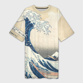 Платье-футболка 3D с принтом Большая волна в Канагаве в Петрозаводске,  |  | арт | большая волна | в канагаве | гравюра | искусство | канагава | кацусики хокусай | япония