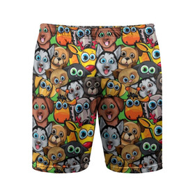 Мужские шорты 3D спортивные с принтом Веселые собачки в Петрозаводске,  |  | бульдог | голубые глаза | доберман | животные | жирафы | котики | милые | олени | разноцветные | собаки | хаски | яркие