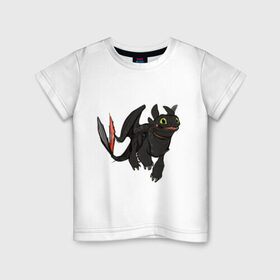 Детская футболка хлопок с принтом ночная фурия в Петрозаводске, 100% хлопок | круглый вырез горловины, полуприлегающий силуэт, длина до линии бедер | how to train your dragon | night fury | беззубик | дракон | как приручить дракона | ночная фурия