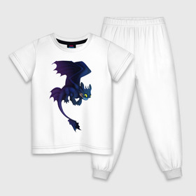 Детская пижама хлопок с принтом ночная фурия в Петрозаводске, 100% хлопок |  брюки и футболка прямого кроя, без карманов, на брюках мягкая резинка на поясе и по низу штанин
 | how to train your dragon | night fury | беззубик | дракон | как приручить дракона | ночная фурия