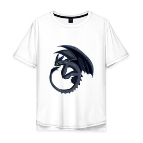 Мужская футболка хлопок Oversize с принтом ночная фурия в Петрозаводске, 100% хлопок | свободный крой, круглый ворот, “спинка” длиннее передней части | how to train your dragon | night fury | беззубик | дракон | как приручить дракона | ночная фурия