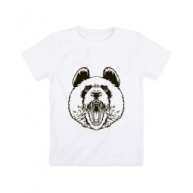 Детская футболка хлопок с принтом Angry Panda в Петрозаводске, 100% хлопок | круглый вырез горловины, полуприлегающий силуэт, длина до линии бедер | Тематика изображения на принте: panda | животные | злая панда | зло | панда | природа