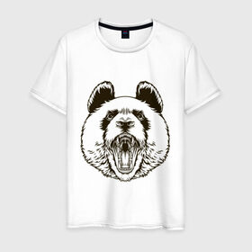 Мужская футболка хлопок с принтом Angry Panda в Петрозаводске, 100% хлопок | прямой крой, круглый вырез горловины, длина до линии бедер, слегка спущенное плечо. | Тематика изображения на принте: panda | животные | злая панда | зло | панда | природа