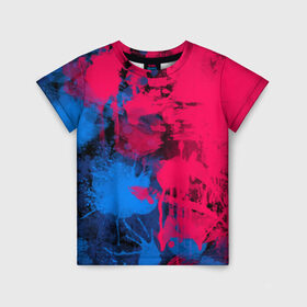 Детская футболка 3D с принтом Буря красок в Петрозаводске, 100% гипоаллергенный полиэфир | прямой крой, круглый вырез горловины, длина до линии бедер, чуть спущенное плечо, ткань немного тянется | арт | буря красок | искусство | краски | розовый | синий | современное искусство | стрит арт