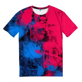 Мужская футболка 3D с принтом Буря красок в Петрозаводске, 100% полиэфир | прямой крой, круглый вырез горловины, длина до линии бедер | арт | буря красок | искусство | краски | розовый | синий | современное искусство | стрит арт