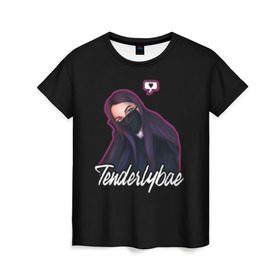 Женская футболка 3D с принтом Tenderlybae в Петрозаводске, 100% полиэфир ( синтетическое хлопкоподобное полотно) | прямой крой, круглый вырез горловины, длина до линии бедер | tenderlybae | амина | блогер | мейби бейби | мирзоева | стример | стримерша | тандели бае | тандерлибае | твич | ютуб