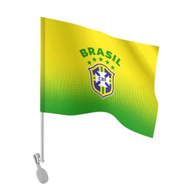 Флаг для автомобиля с принтом Бразилия в Петрозаводске, 100% полиэстер | Размер: 30*21 см | brasil | brazil | бразилия | бразильская сборная | сборная бразилии | сборная бразилии по футболу | сборные | форма | футбол | футбольные сборные | чемпиона | чемпионат мира