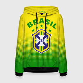 Женская толстовка 3D с принтом Бразилия в Петрозаводске, 100% полиэстер  | двухслойный капюшон со шнурком для регулировки, мягкие манжеты на рукавах и по низу толстовки, спереди карман-кенгуру с мягким внутренним слоем. | brasil | brazil | бразилия | бразильская сборная | сборная бразилии | сборная бразилии по футболу | сборные | форма | футбол | футбольные сборные | чемпиона | чемпионат мира
