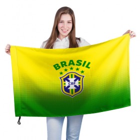 Флаг 3D с принтом Бразилия в Петрозаводске, 100% полиэстер | плотность ткани — 95 г/м2, размер — 67 х 109 см. Принт наносится с одной стороны | brasil | brazil | бразилия | бразильская сборная | сборная бразилии | сборная бразилии по футболу | сборные | форма | футбол | футбольные сборные | чемпиона | чемпионат мира